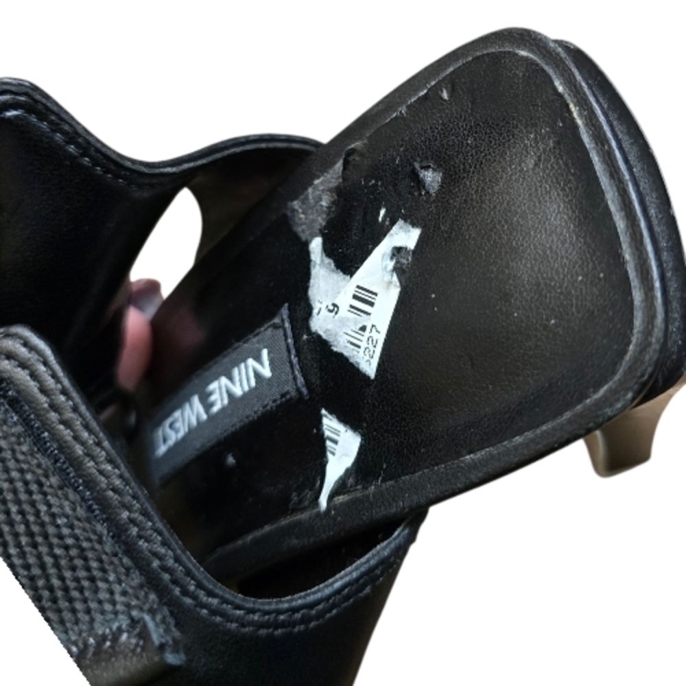 Nine West Black Strappy Block Heels Sz 7 - Picture 9 of 11